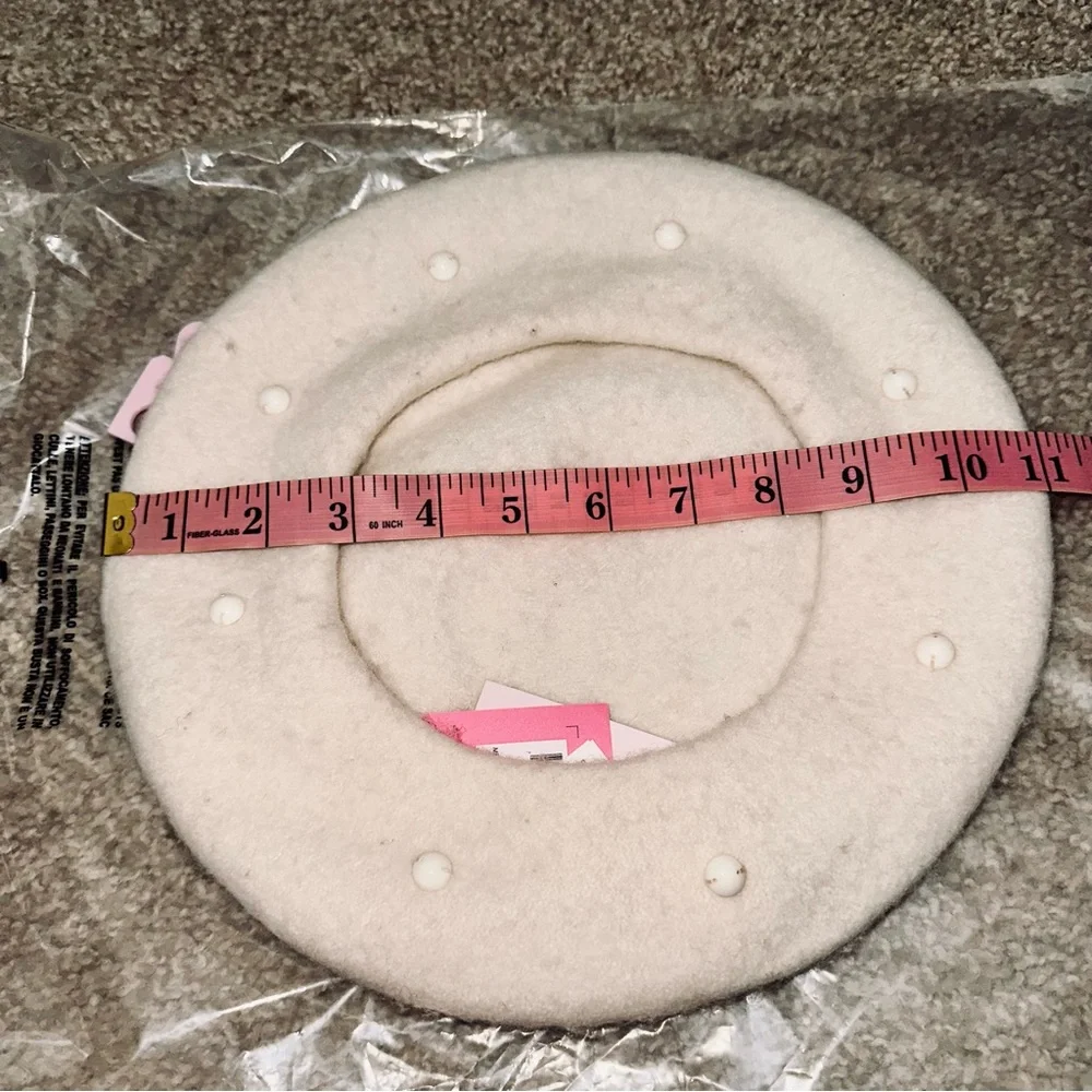 KATE SPADE Wool Beret w/ Pearls